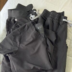 Figs Black Track Pants & Joggers and Zamora top